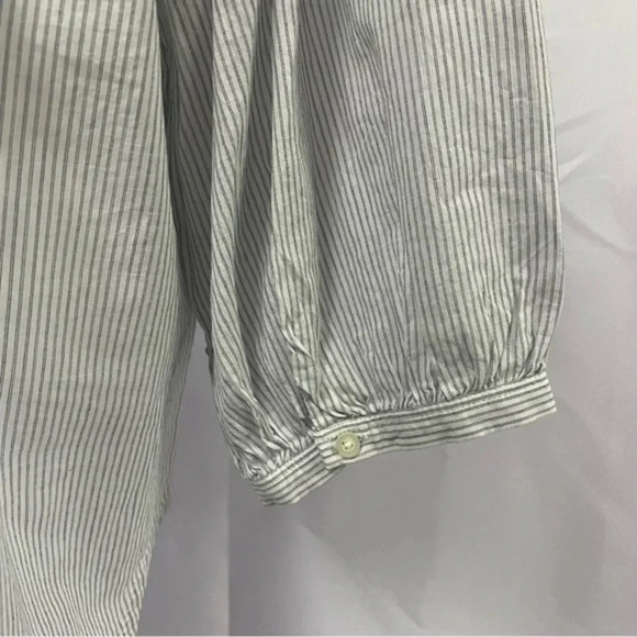 Everlane The Ruched Air Blouse Cotton Striped 12 Large - Picture 12 of 13